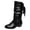 Black, variant on Women's Mid Calf Slouchy Boots, Ribbon Bow Tie Ruched Boots, Soft Faux Leather Low Block Heel Booties for Dating Party Outfits, Elegant Pull On Christmas Holiday Tall Boots, Black 6