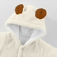 thumbnail image 4 of fnnxnal White Kids Girl Bear Onesie - Warm Footed Kids Jumpsuit with Plush Ears, Front Zipper & Quilted Lining, Fall/Winter Wear for 0-12M Daily/Photo Use,Size 3 Months, 4 of 5