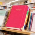thumbnail image 4 of Hardcover Spiral Notebook Journal with Removable Dividers Tabs, 300 Pages Leather 5 Subject Notebook College Ruled, 5.7"×8.3" Large Notebooks for Work Study Note Taking, Journal for Women,Hot Pink, 4 of 8