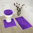 thumbnail image 2 of Juego de 3 alfombrillas de baño con franjas moradas n.° 6, tapete de baño, tapete de contorno, cubierta de tapa, colores lisos, 2 of 2