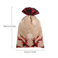 thumbnail image 2 of Christmas Candy Bag Linen Party Easy To Clean Multicolor Plaid Cloth Embroidered Snowman Deer Large Bags, 2 of 11