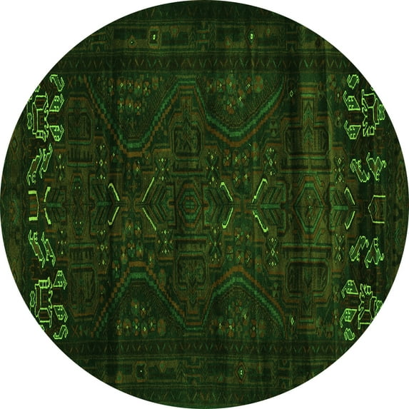 Ahgly Company Indoor Round Persian Green Traditional Area Rugs, 3' Round