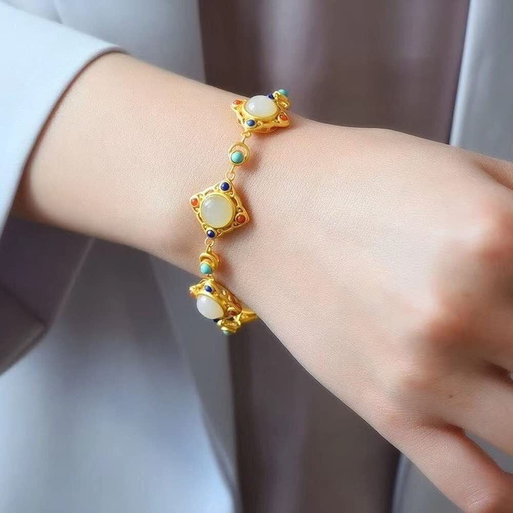 Bracelet Chinese Retro Women Crafts Jewelry Creative Natural White Jade