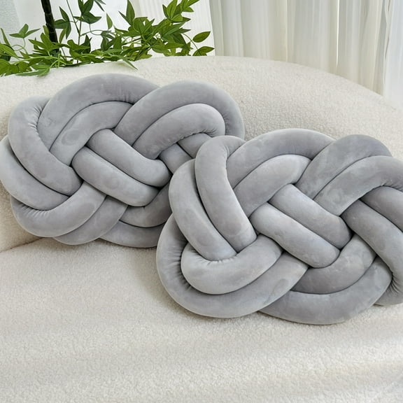 2-Pack White Knot Pillow Balls - 15.75" Plush Geometric Throw Pillows - Washable Polyester for Bed & Living Room Decor