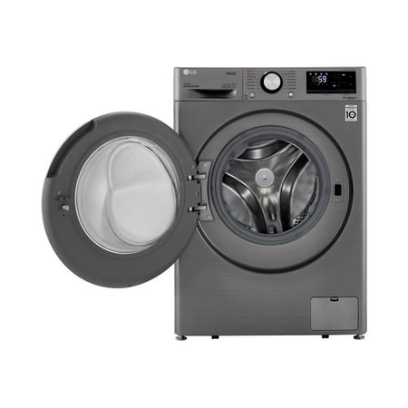 LG - 2.4 Cu. Ft. Compact Smart Front Load Washer with Built-In Intelligence - Graphite steel