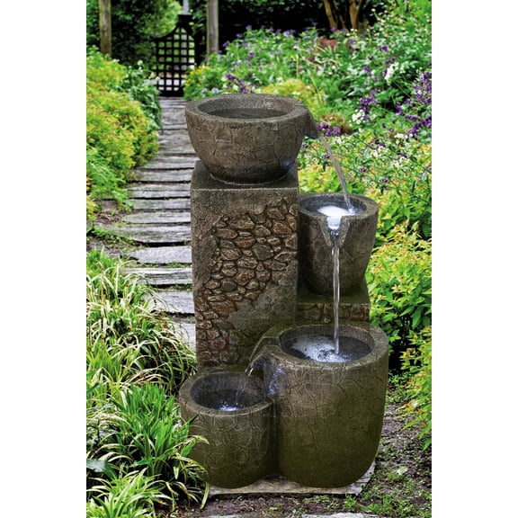 22" Rock Fountain with 3 Cool White LEDS