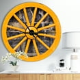 thumbnail image 2 of Designart 'Yellow wooden Wagon Wheel Country ' Farmhouse wall clock, 2 of 3