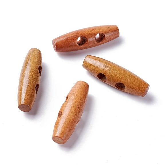 20pcs Natural Wood Buttons Horn Toggle Buttons 2-Hole for Sewing Accessories Peru 32x12x11.5mm Hole: 5.4mm Brown
