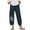 Navy, variant on Meichang Women Casual Cotton Linen Pants Trendy Floral Print Elastic Waist Lantern Pants Baggy Casual Ankle Length Wide Leg Pants Trousers Summer Lounge Pants with Pockets