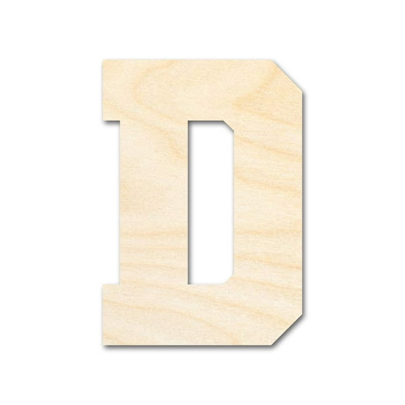 Unfinished Wood Varsity Team Font - D Shape 12" / 1/4"