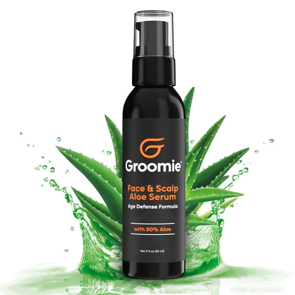Groomie Face & Scalp Aloe Vera Serum - Fórmula hidratante, calmante e hidratante para el cuidado de la piel, cuidado diario ligero y de rápida absorción para después del afeitado para mantener la piel