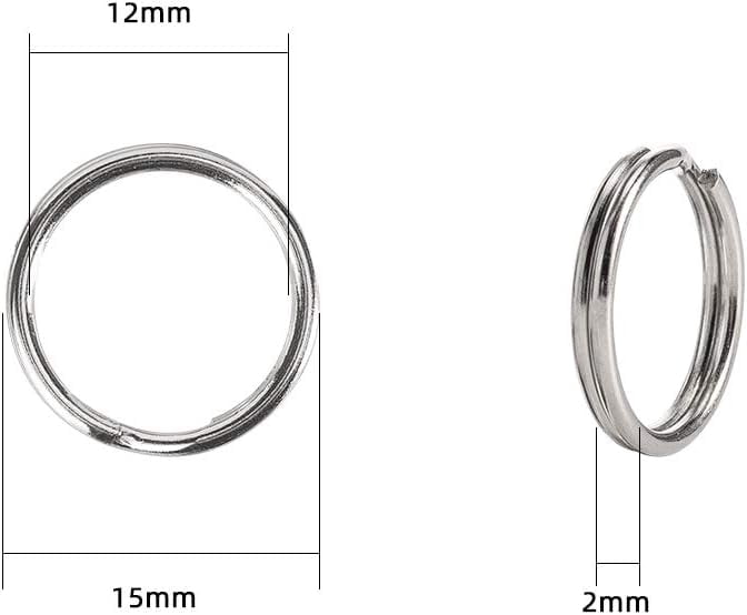 1000 pc Iron Split Key Rings Keychain Clasp Findings Platinum 15x2mm Inner Diameter: 12mm