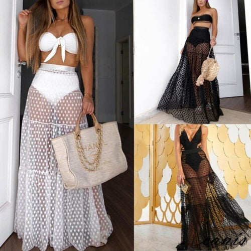 white mesh cover up skirt