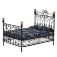thumbnail image 3 of Cama Doble de Estilo Europeo para Casa de Muñecas 1/12 con Accesorios de Decoración , Negro, Tamaño de la cama (L X W X H): 16 x 11.5 x 13 cm, 3 of 5