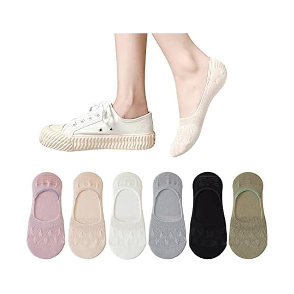 Eryueer Womens Low Cut Thin Breathable Cotton Causal Socks Non Slip No Show Socks for Women Liner Flats Socks 6 pack