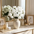 thumbnail image 4 of Virelaxpo 27 Heads Artificial Peony Bouquet Faux Silk Realistic Peony Arrangement in Raffia Wrap for Living Room Table Centerpiece Wedding Home Decor, 4 of 6