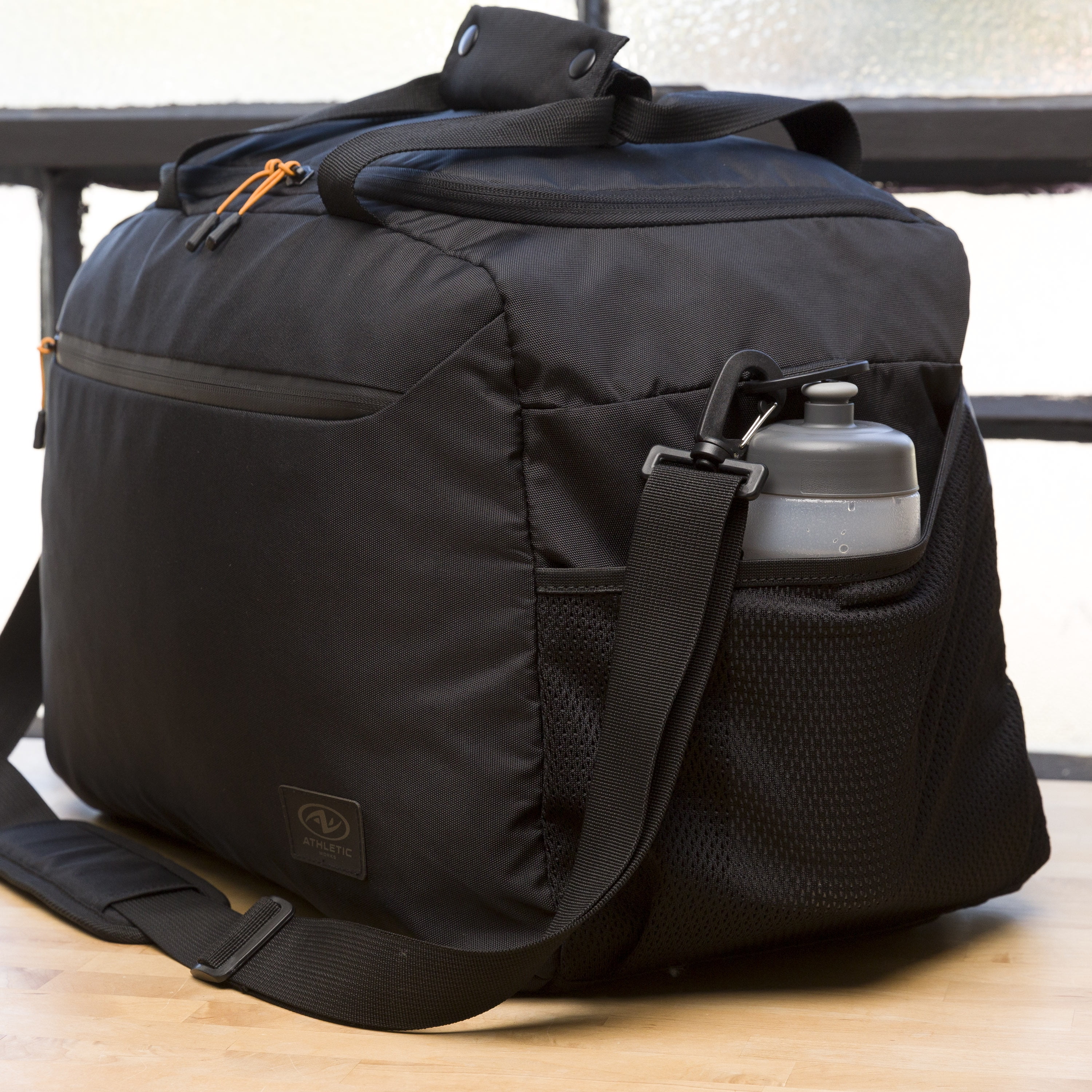 Athletic Works Easy Care 13.75-Inch Black Sports Duffel Bag with Carry Strap