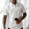thumbnail image 6 of Men's Quick Dry Short Sleeve Shirt, Casual Henley Button Down, Solid Color, Breathable & Stretch Nylon Spandex, for Beach, Vacation, Hiking, Daily Wear, Summer Beach | Zenithor,White L, 6 of 7