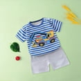 thumbnail image 5 of kpoplk Toddler Infant Baby Boy Short Sleeve Stripe Tee and Solid Shorts 2pc Summer Outfit 12-24 Months(Q,6-12 M), 5 of 5