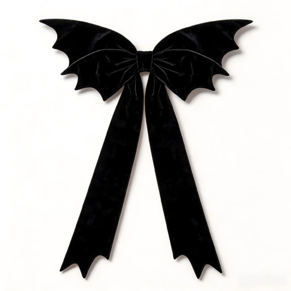 Jumbo Black Velvet Bat Bow Halloween Decor Spooky Wreath Ribbon Gothic Party Favors 27x45"