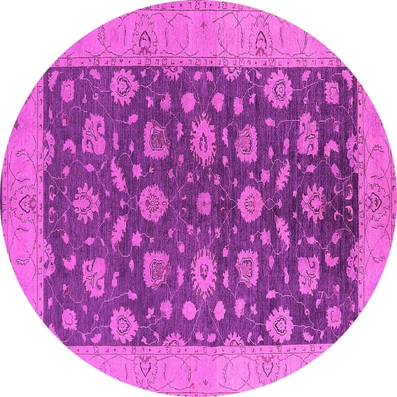 Ahgly Company Indoor Round Oriental Pink Industrial Area Rugs, 3' Round