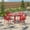 Red, variant on LeisureMod Dining Table in Aluminum with Tempered Glass Top and Floral Cutout Design Painted Finish Indoor and Outdoor Use for Modern Home, Patio, Backyard, Living Room Devon Collection in Black