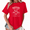 2-Red, variant on UNISHE Women's Stacked Skulls Graphic Short Sleeve T-Shirt Crewneck Black Floral Art Tee