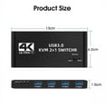 thumbnail image 3 of HDMI KVM Switch 4K@60Hz 2 Ports USB 3.0 KVM Switcher 2 in 1 out 2 PC Sharing, 3 of 6