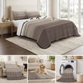 thumbnail image 6 of Queen Quilt Set 90''x96'', Brown Beige Ombre Lightweight Summer Bedspread Coverlet Set with 2 Pillow Shams, Farmhouse Vintage Wooden Striped Breathable All Season Quilt Bedding for Bedroom/Guest Room, 6 of 9