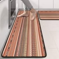 thumbnail image 2 of Kitchen Rugs Sets Of 2,Brown Geometric Striped Pattern Anti Fatigue Kitchen Mat Rugs Non Slip Washable,Decorative Kitchen Floor Mats for Kitchen,Sink,Laundry,17"x47"+17"x47", 2 of 5