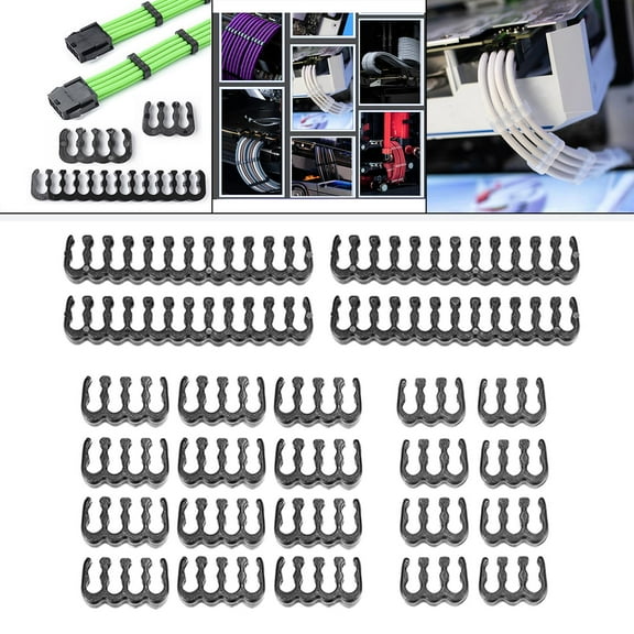 24 Pcs 6Pin 24Pin clip Organizer Dresser for 3-3.6mm Cables Computer Spare Parts Professional black