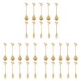 thumbnail image 1 of 15 Cuchara + 15 Tenedores Hoja de Acero Inoxidable Cuchara para Pastel de Café Tenedor Cucharas para Postre, Juego de Cucharaditas para Remover Dorado, 1 of 5