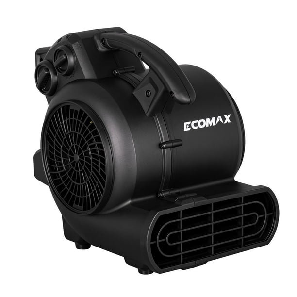 ECOMAX Air Mover, secadora de alfombras, ventilador, 900 CFM, modo de 3 velocidades, 3 ángulos de soplado, cadena tipo margarita, apilable, función de sincronización, para restauración de daños por ag