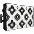 thumbnail image 2 of Outdoor TV Cover 58x37x4.5in, Black Aztec Ethnic Style Weatherproof TV Screen Protector with Zipper, Retro Color Block Outside Television Cover Fits Up to 60-65", 2 of 9