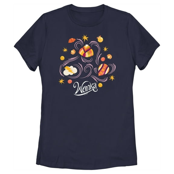 Women's Wonka Chocolates Graphic Tee Navy Blue Large