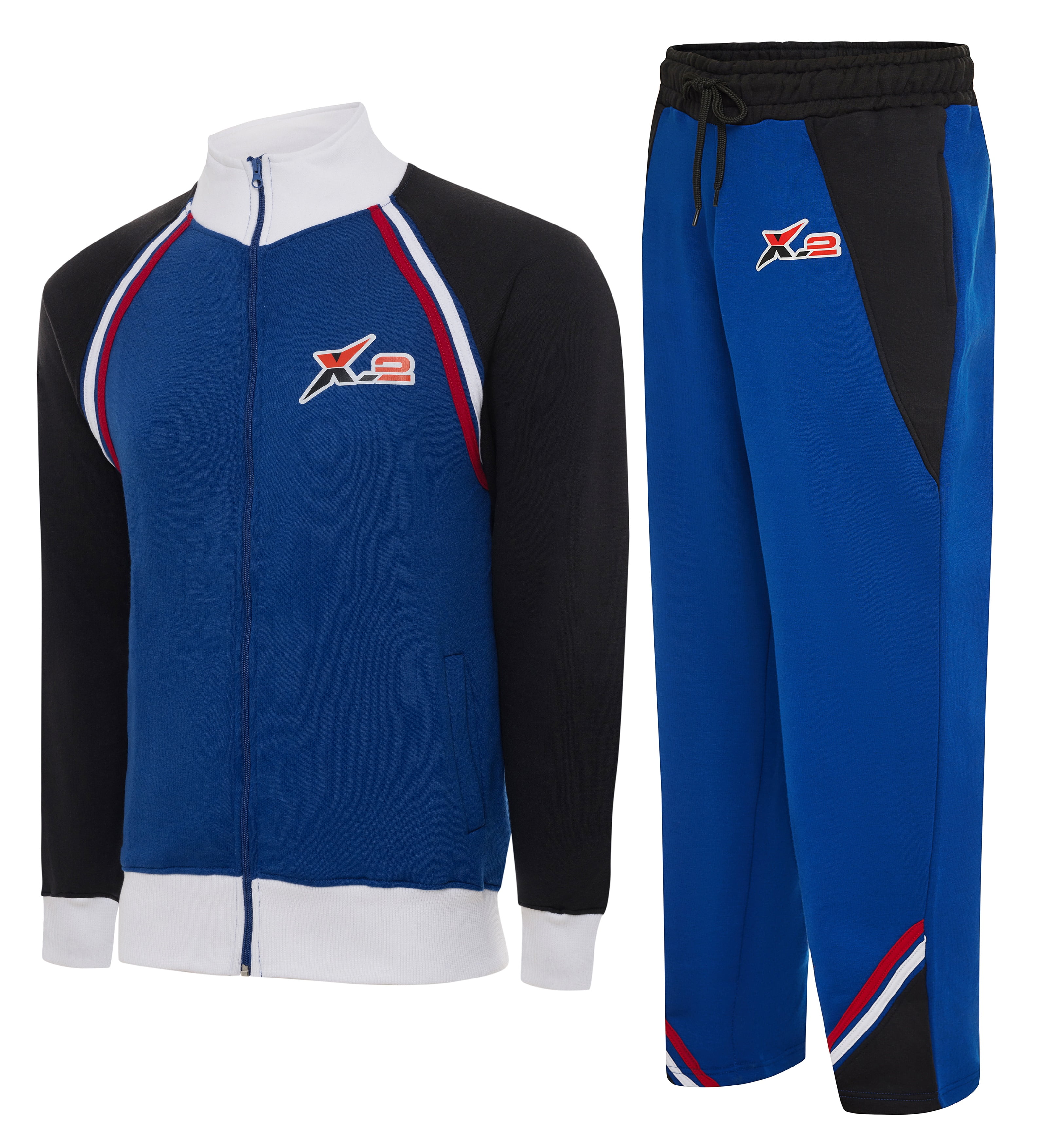 X2 Men Tracksuits 2 Pieces Set Jogging Athletic Sports Set Royal Blue