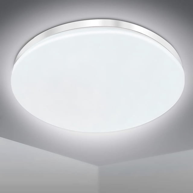 Lámpara de techo LED de 24 W, blanco frío 6500 K, panel redondo, moderna y delgada, ideal para sala de estar, baño, dormitorio, cocina y balcón, 27 x 5 cm.