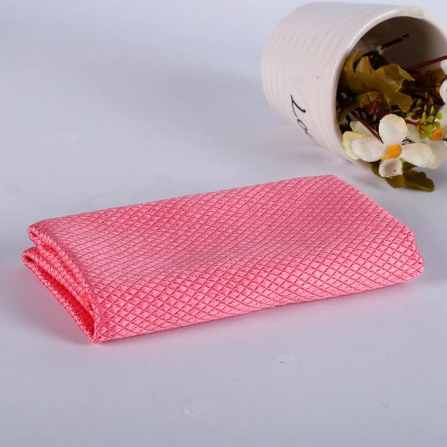 Microfiber Cleaning Cloth, Lint Free Absorbent Kitchen Towel, Fish Scale Pattern Streak Free Glass Wipe, Thick Lock Edged Dishcloth for Home, Car, and Daily Cleaning