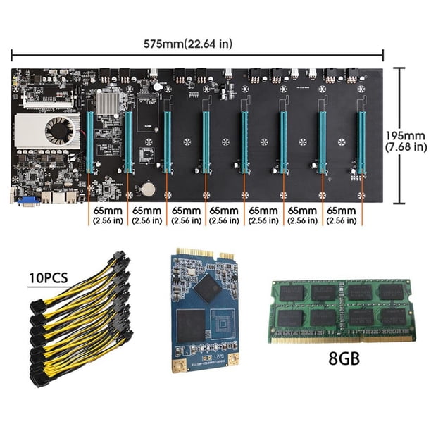 Btc-S37 Placa Base Para Minería Sin Elevador 8 Gpu Bitcoin Crypto Etherum Mining Set Con 8Gb Ddr3 1600Mhz Ram 1037U 128Gb Msata Ssd Cable De Alimentación sonducket EL012794-00