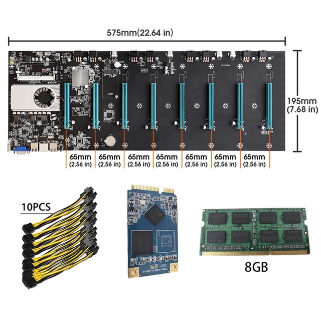 Btc-S37 Placa Base Para Minería Sin Elevador 8 Gpu Bitcoin Crypto Etherum Mining Set Con 8Gb Ddr3 1600Mhz Ram 1037U 128Gb Msata Ssd Cable De Alimentación Methold EL012794-00