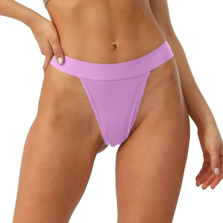 

Boyshort Underwear for Women Cotton Flat Leg Breathable Mid Waist Solid Color Women s Shapewear Control Panties Purple L