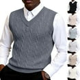 thumbnail image 4 of Men's V Neck Cable Knit Sweater Vest Sleeveless Pullover Casual Office Top, 4 of 4
