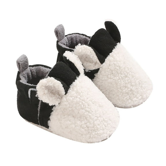 Otqutp Baby Short Boots Boys Girls Snow Shoes Prewalker Boots Booties Toddler Soft First Girls Warming Boys Baby Shoes 0-9 Months(Black,6-9 Months)