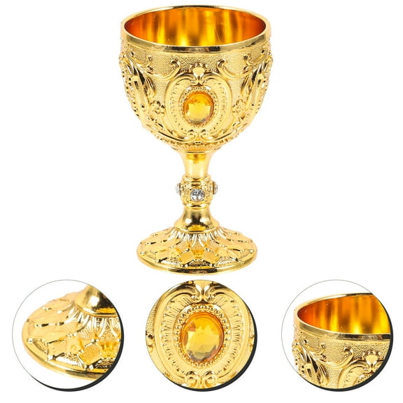 WHAMVOX Disposable Wine Glasses Goblet Cups, Elegant Golden Plastic Drinkware for Parties, Events, and Celebrations, Set of 12