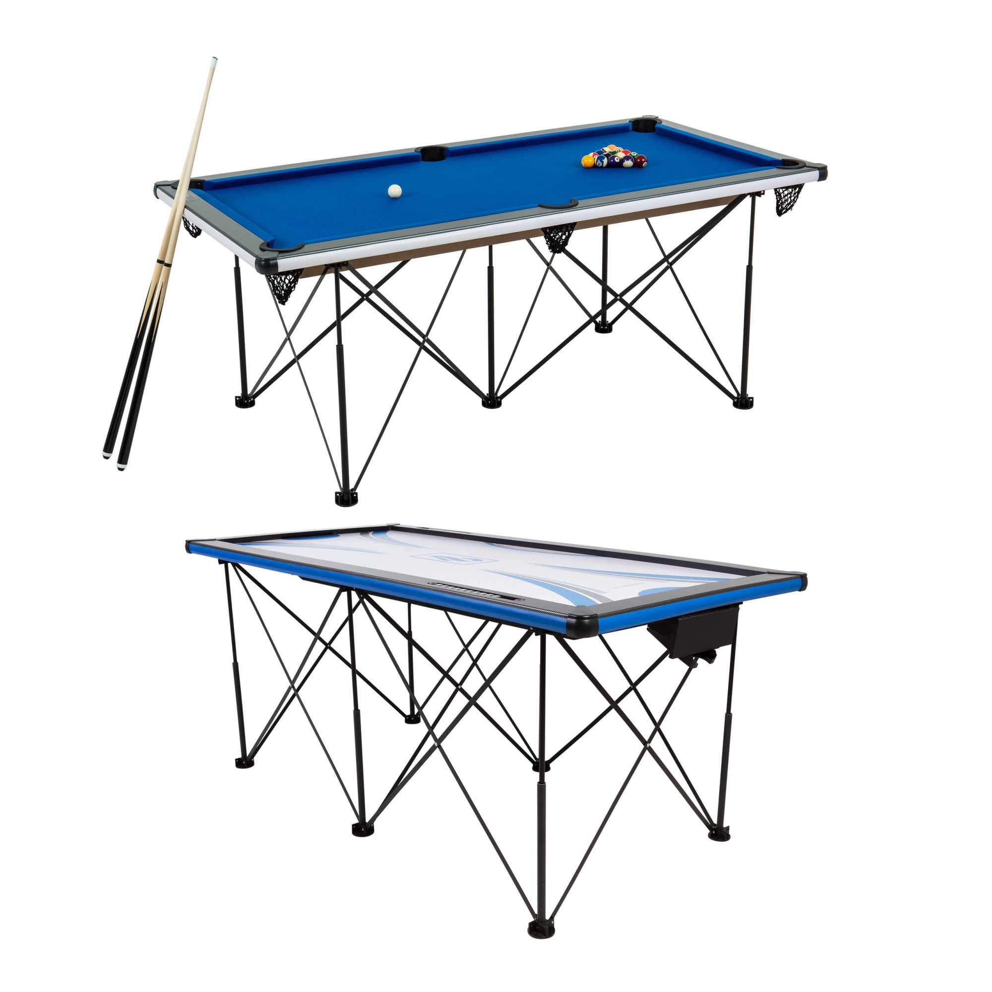 Triumph Sports 6’ Portable Pop Up Folding Air Hockey Table with Folding Legs, Instant Assembly and Accessories Included
