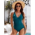 thumbnail image 2 of MORTTIC Women's Mesh V-Neck One-Piece Swimsuit, Tummy Control Swimwear with Adjustable Drawstring, 2 of 6