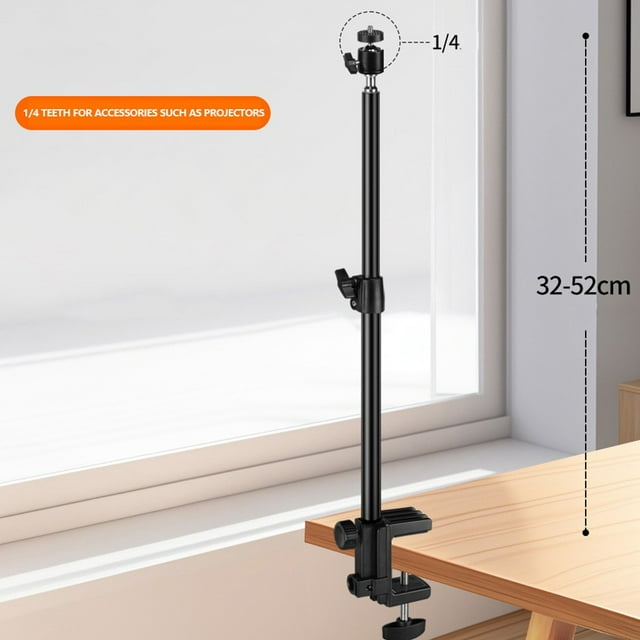 GLFILL Adjustable Desk Mount Camera Stand With Ball Head 32-52cm Retractable Aluminum Alloy Clamp For DSLR Ring Light Live Streaming B
