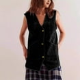 thumbnail image 2 of Women Vintage Long Denim Vest Casual Sleeveless Button Down Ovesized Jean Jacket Retro Denim Outerwear, 2 of 8