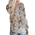 thumbnail image 3 of Casual V-neck Shirts for Womens Loose Long Lantern Sleeve Blouses Tie Knot Floral Tops, 3 of 3
