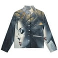 thumbnail image 4 of Jackets for Women Winter Coat Jackets Flannel Stand Collar Jacket(Modern Art Lady Portrait,Size:S-4XL), 4 of 7